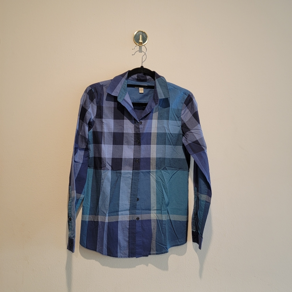 Burberry Brit womens size xs small novacheck blue plaid cotton shirt - Picture 4 of 15